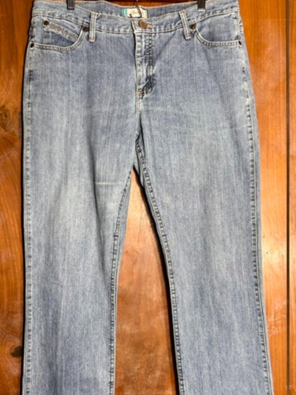 Wrangler Cash Cowgirl Cut Sz 13/14 x 34 Blue Jeans Western Riding Rodeo - EUC